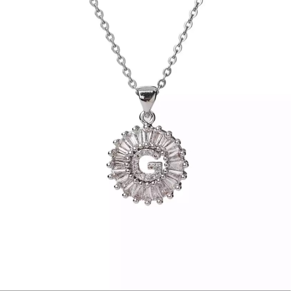 Silver Initial Crystal Pendant Necklace A-Z - Picture 7 of 7